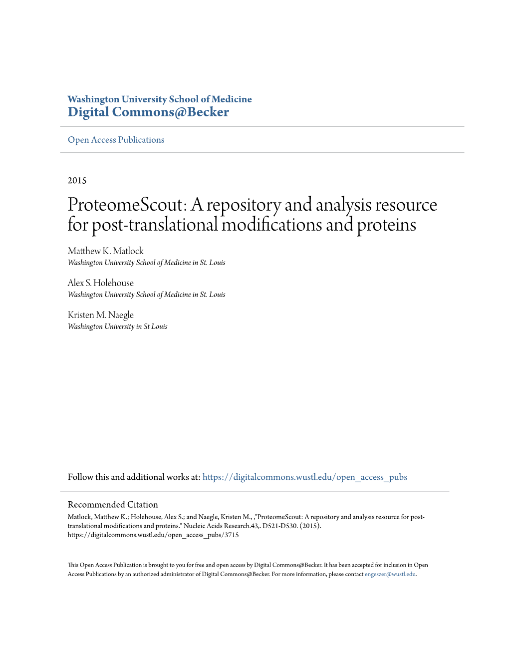 A Repository and Analysis Resource for Post-Translational Modifications and Proteins Matthew K