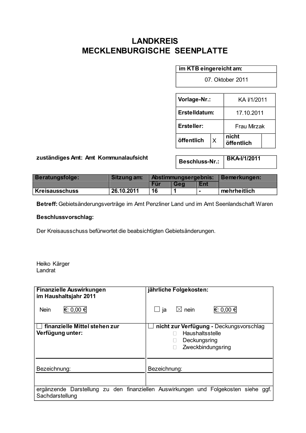 Vorlage KA I/1/2011