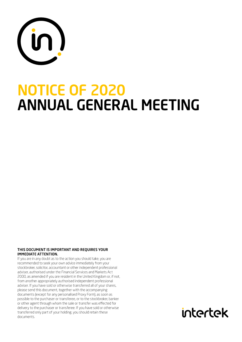 Notice of 2020 Annual General Meeting