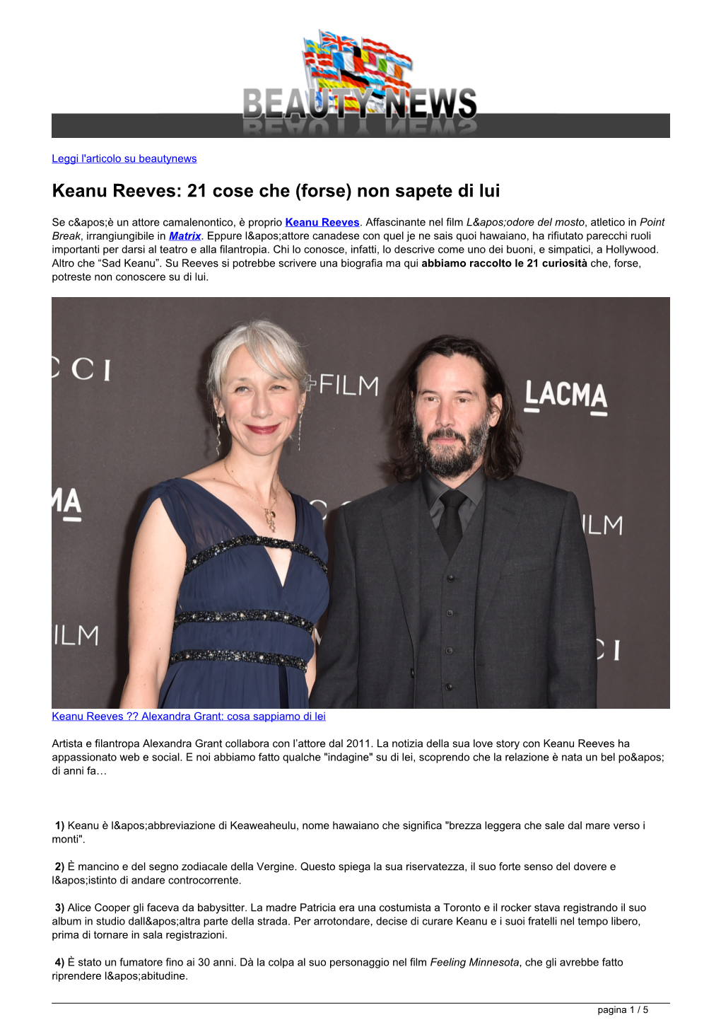 Keanu Reeves: 21 Cose Che (Forse) Non Sapete Di Lui