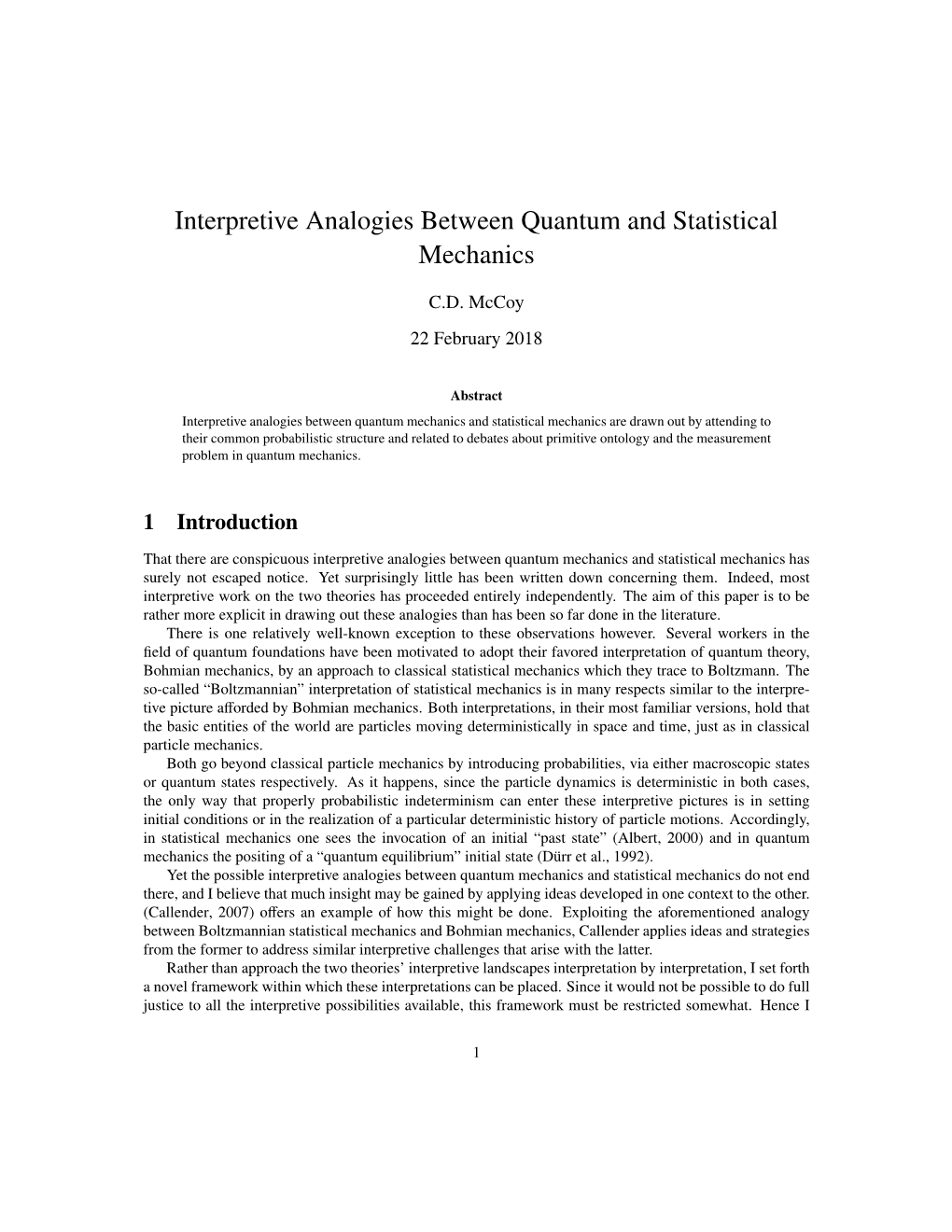 Interpretive Analogies Between Quantum and Statistical Mechanics