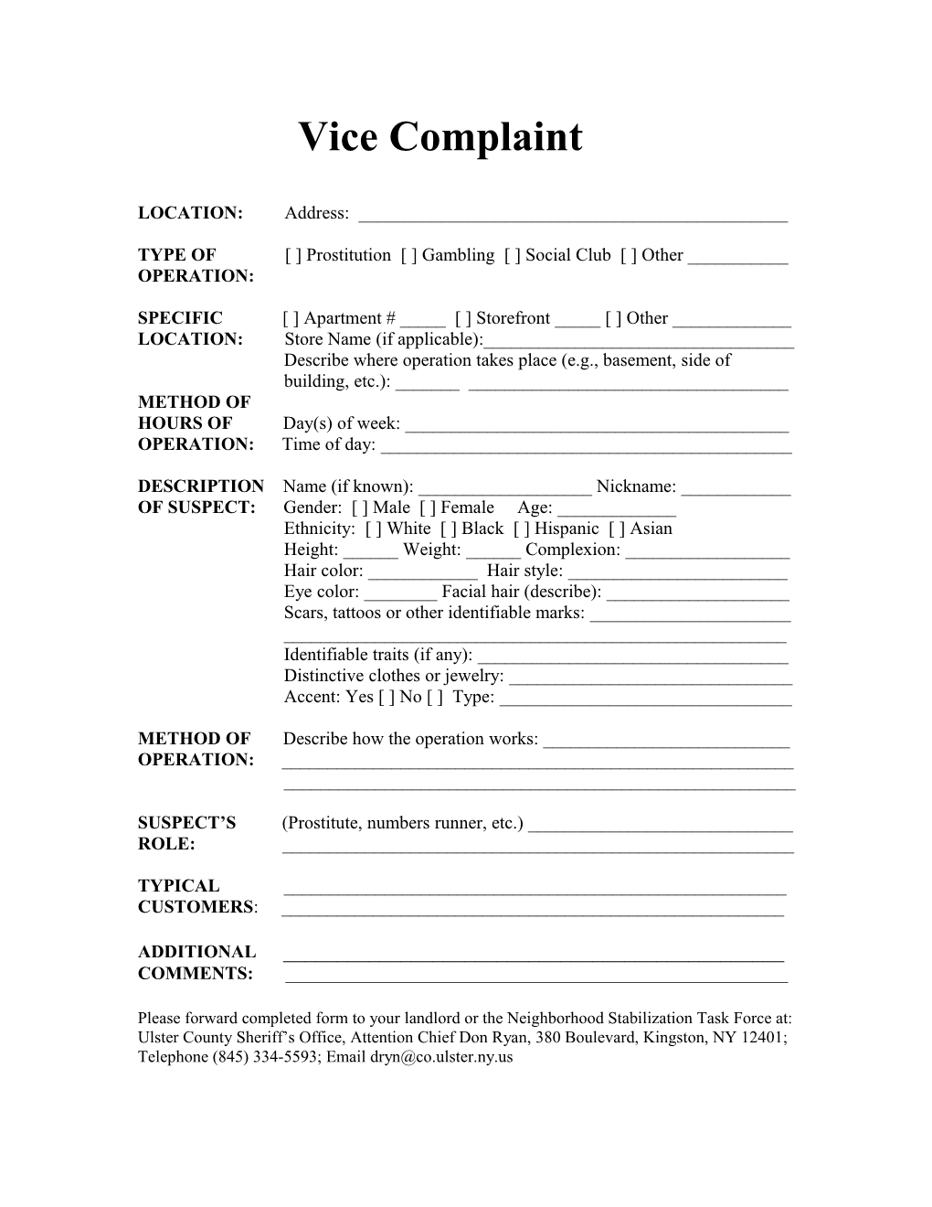 Vice Complaint