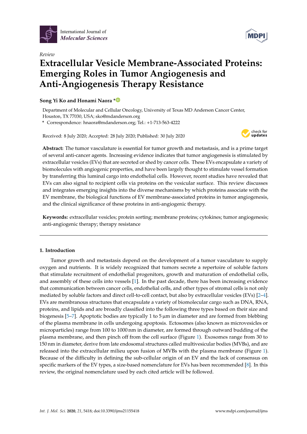 Extracellular Vesicle Membrane-Associated Proteins: Emerging Roles in Tumor Angiogenesis and Anti-Angiogenesis Therapy Resistance