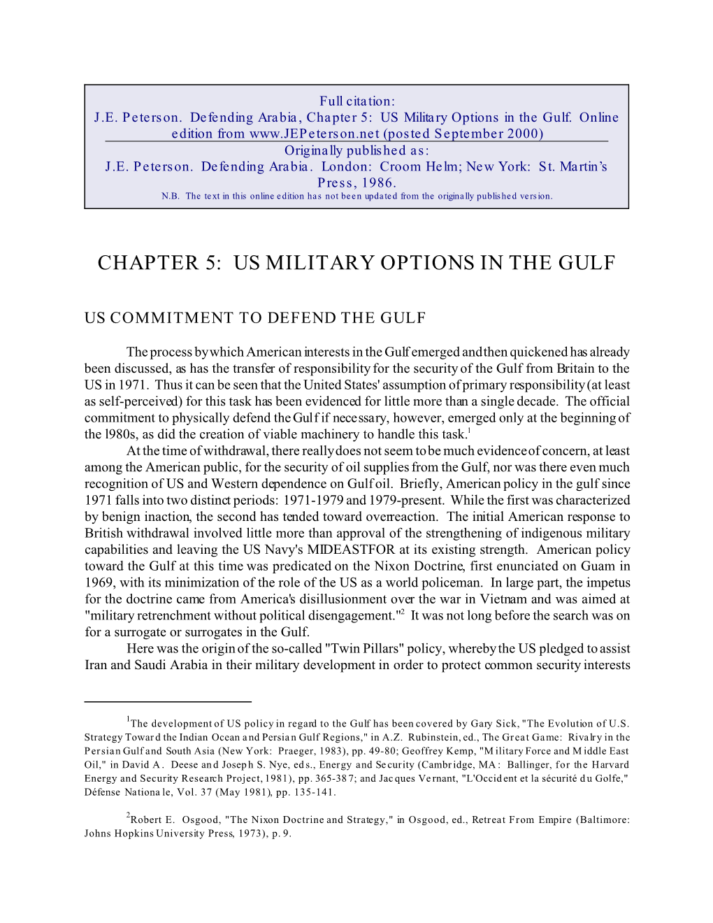 US Military Options in the Gulf