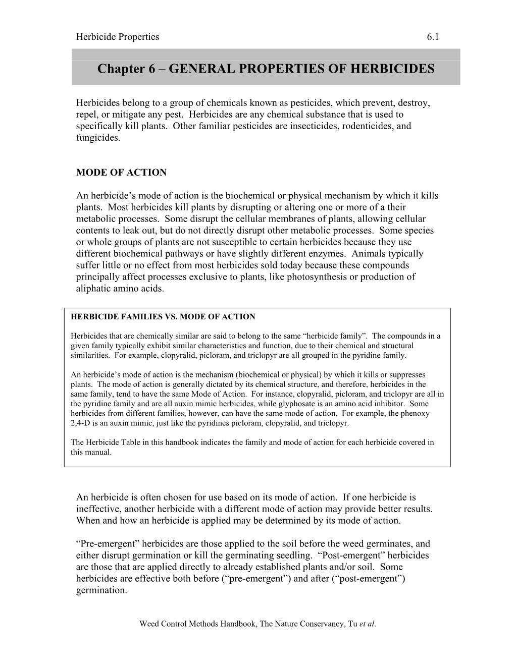 General Properties of Herbicides