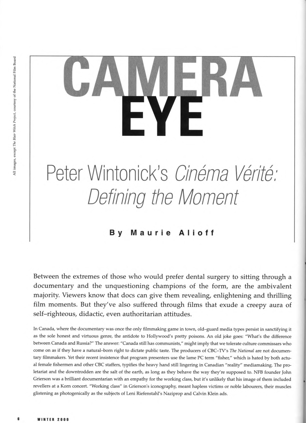 Peter Wintonick's Cinema Write