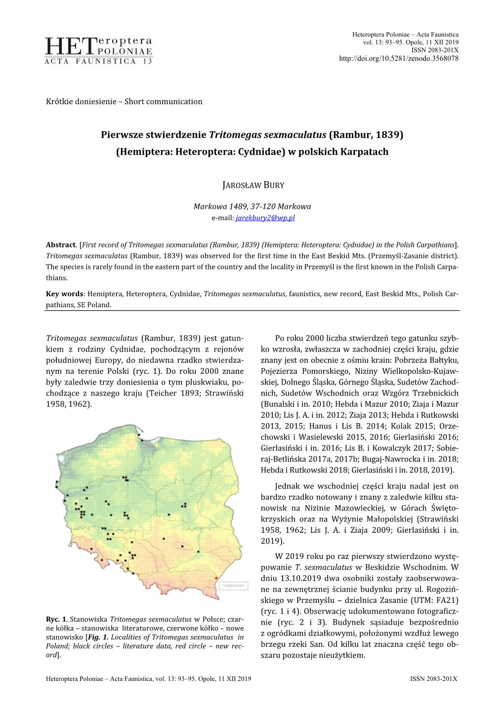 Pierwsze Stwierdzenie Tritomegas Sexmaculatus W Polskich Karpatach