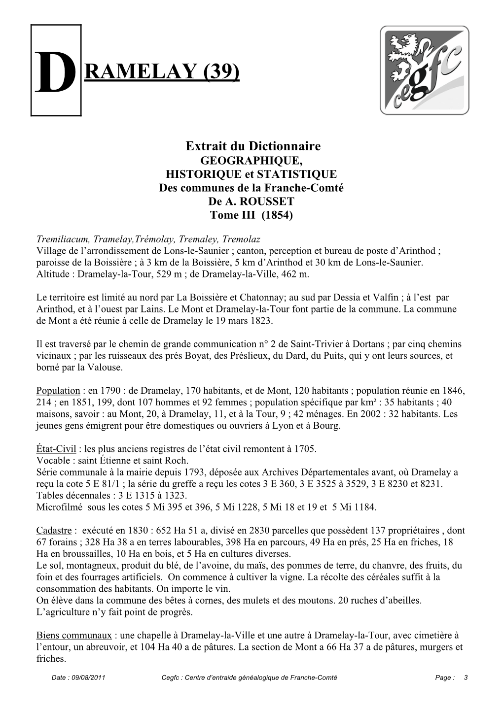 Notice Historique D'augisey