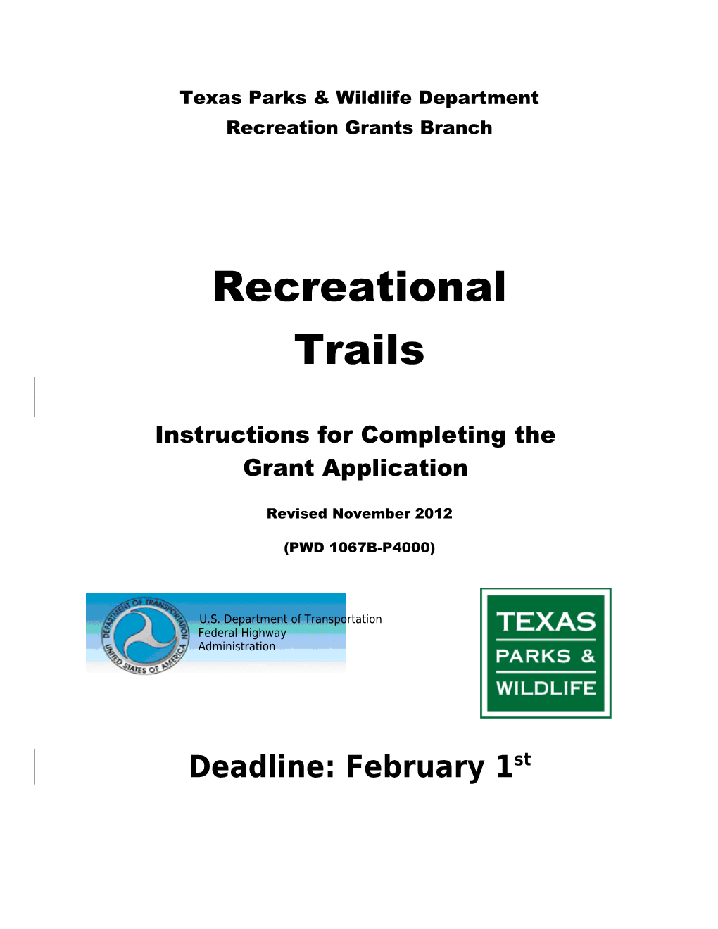 Texas Recreation Trail Fund Grant Application