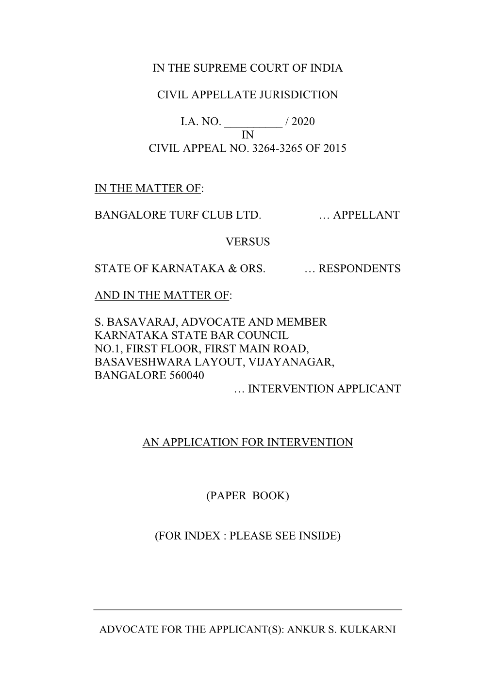 In the Supreme Court of India Civil Appellate Jurisdiction