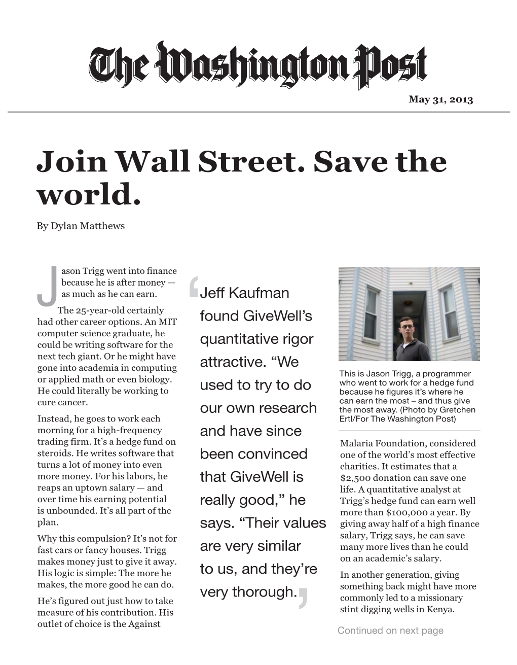 Join Wall Street. Save the World