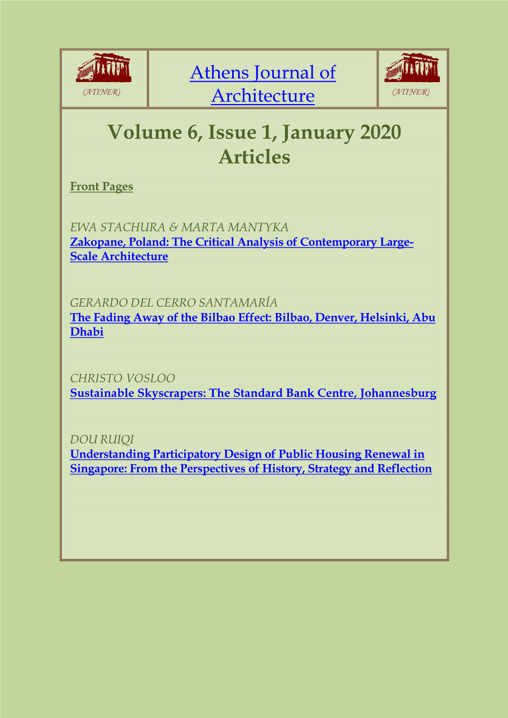 Volume 6, Issue 1, January 2020 Articles
