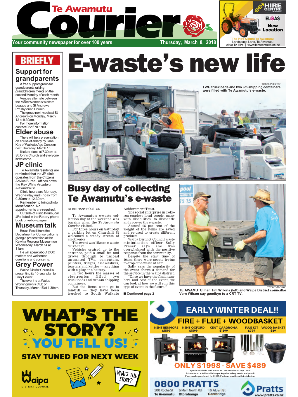 Te Awamutu Courier Thursday, March 8, 2018 Making the Most of E-Waste