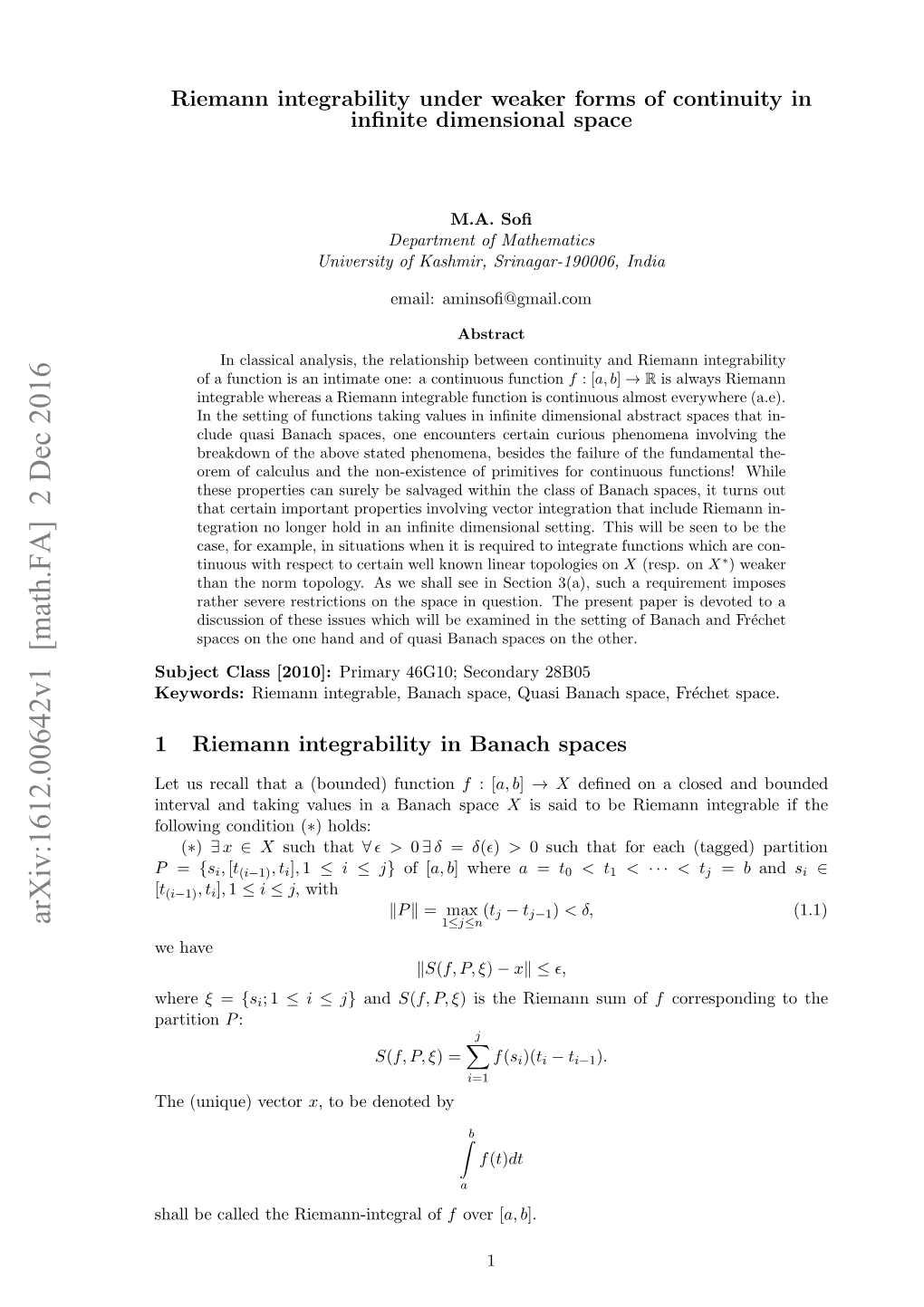 Riemann Integrability Under Weaker Forms of Continuity in Infinite