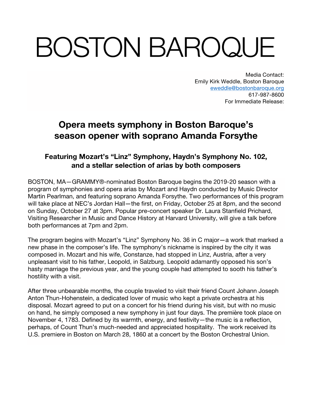 Opera Meets Symphony in Boston Baroque's Season Opener With