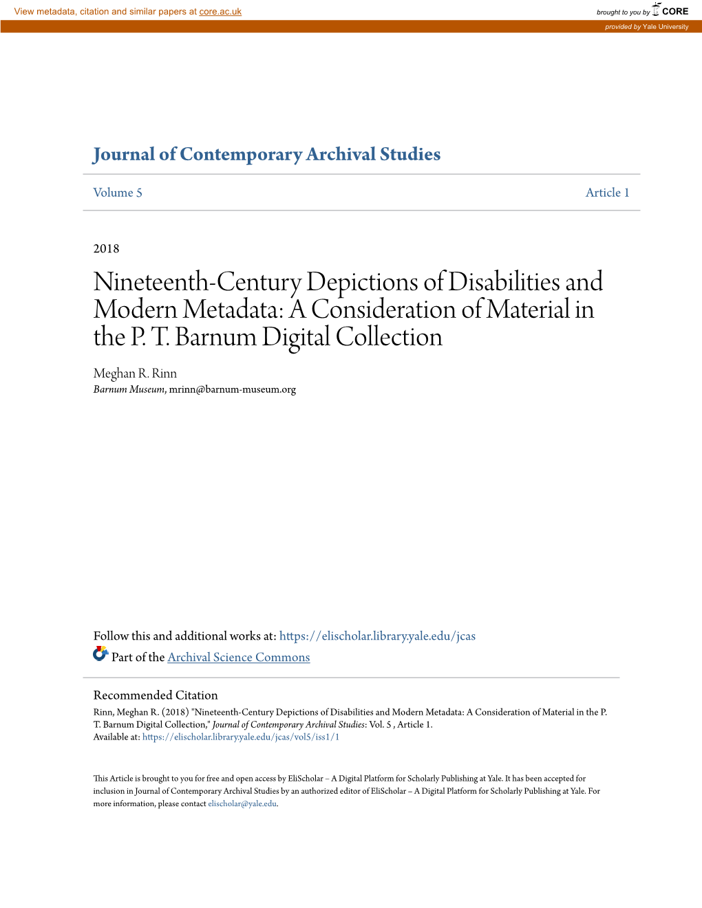 Nineteenth-Century Depictions of Disabilities and Modern Metadata: a Consideration of Material in the P