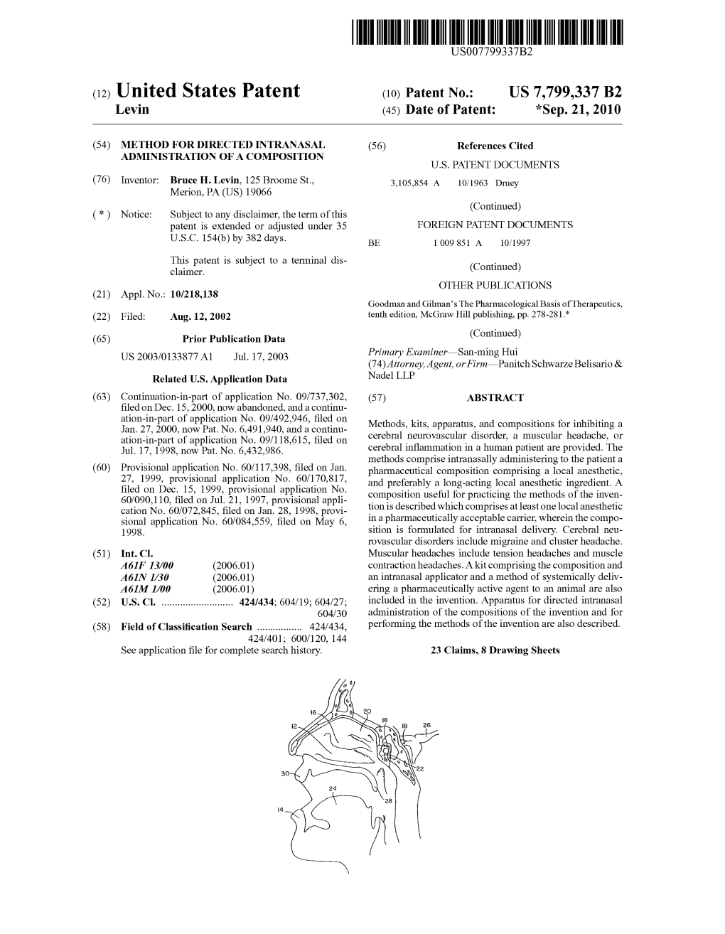 (12) United States Patent (10) Patent No.: US 7,799,337 B2 Levin (45) Date of Patent: *Sep