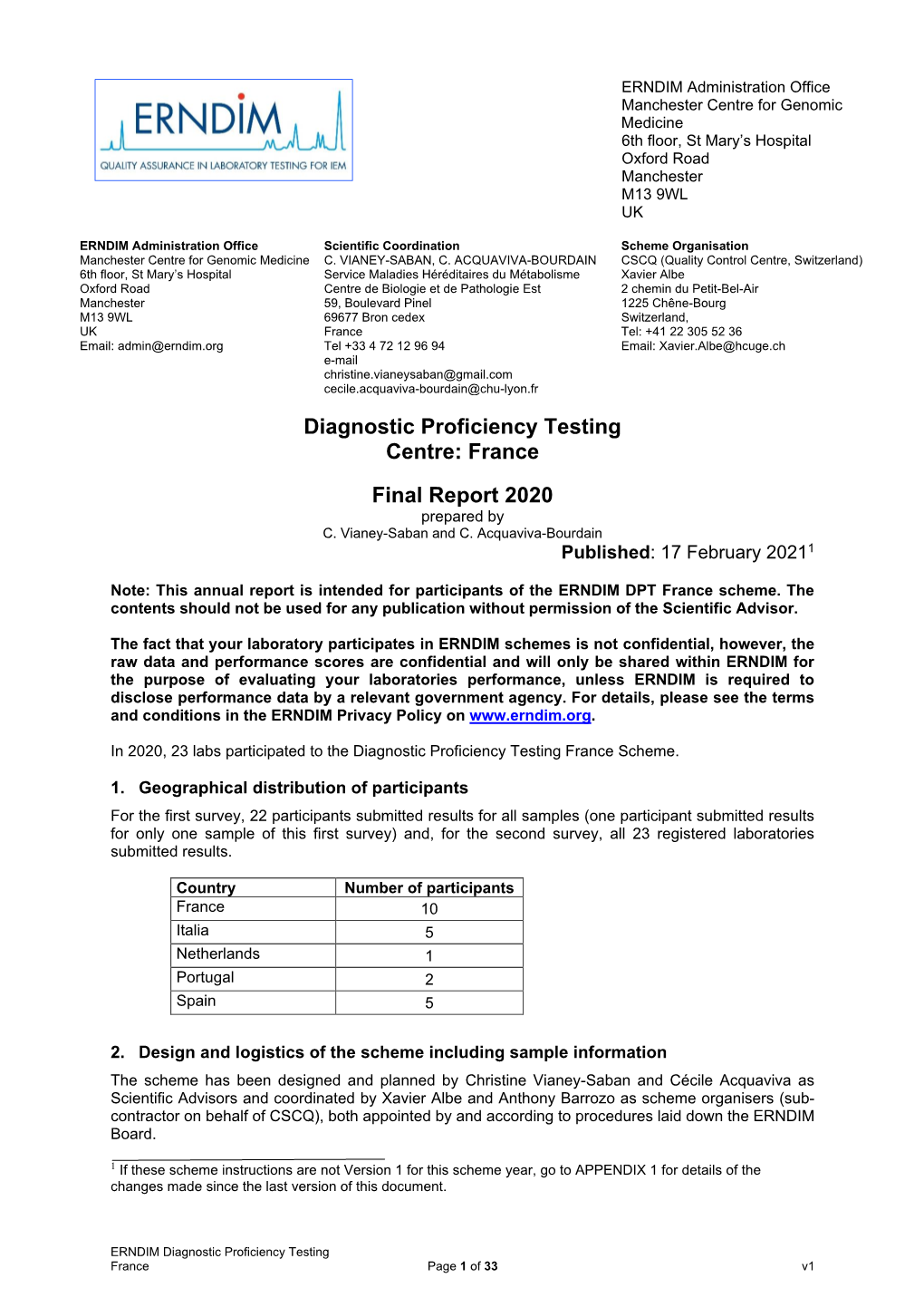 Diagnostic Proficiency Testing Centre: France Final