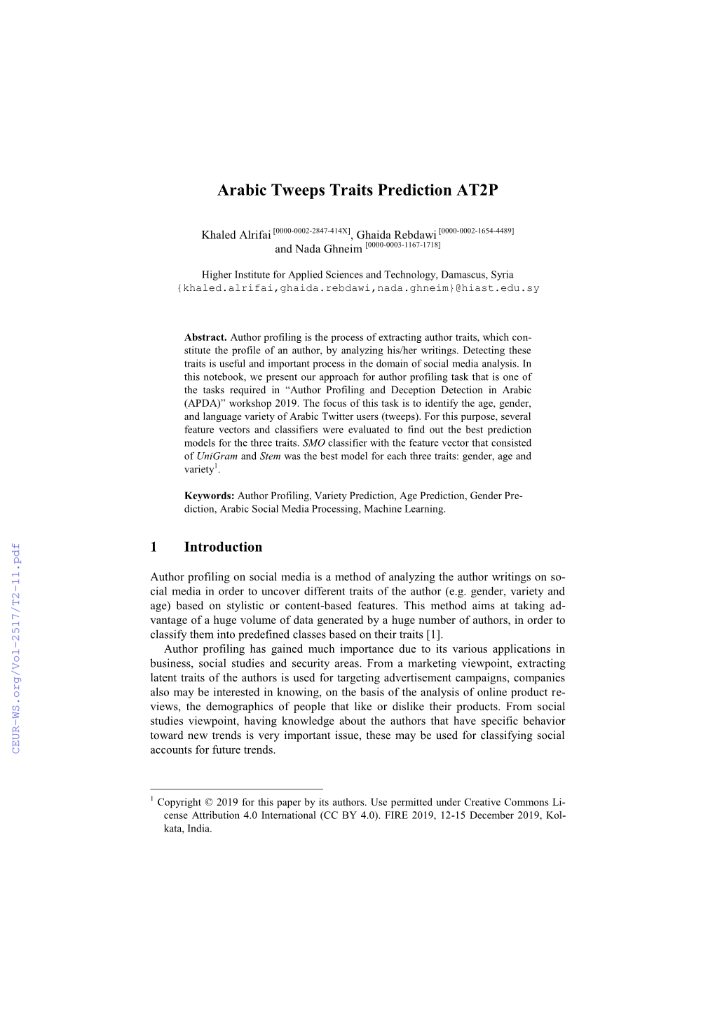 Arabic Tweeps Traits Prediction AT2P