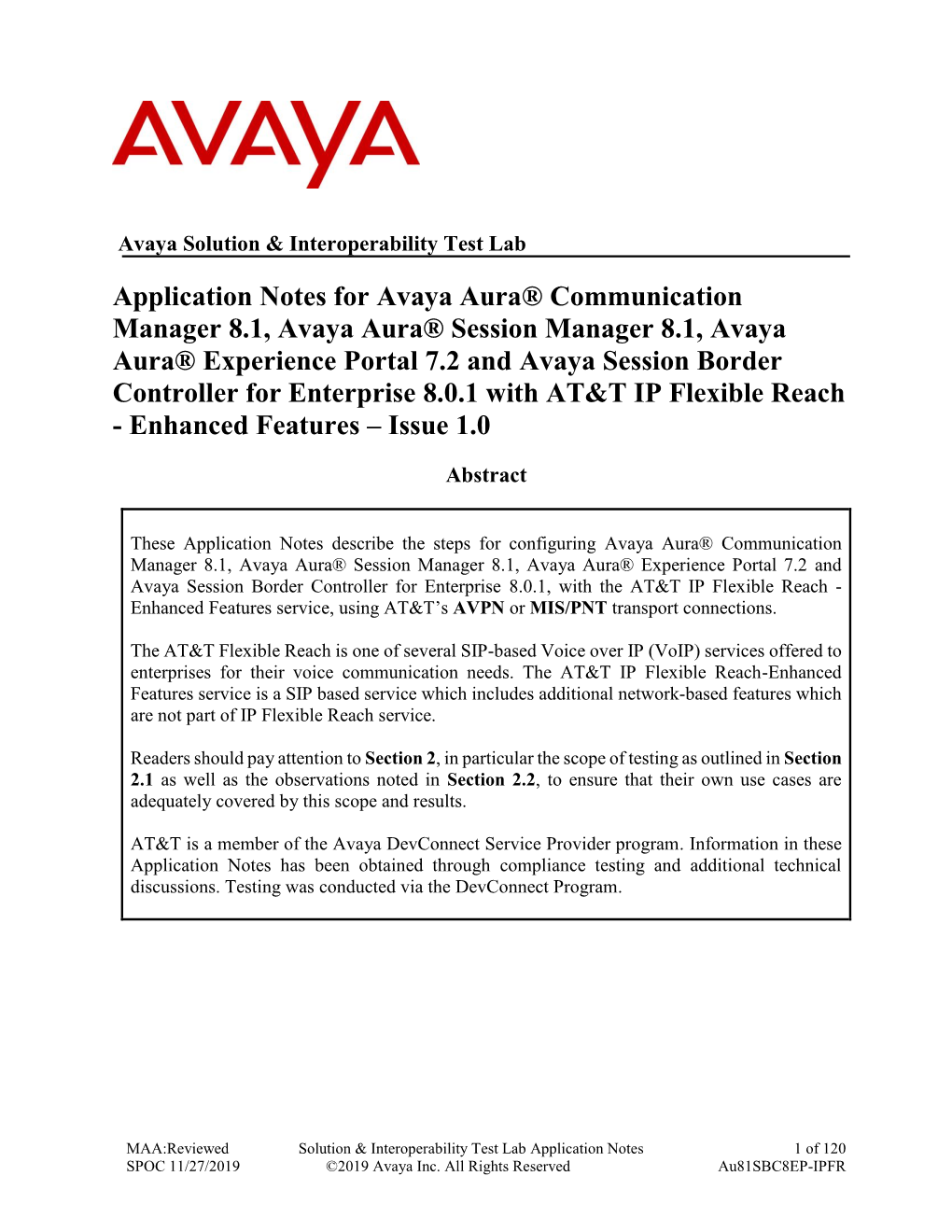 Application Notes for Avaya Aura® Communication