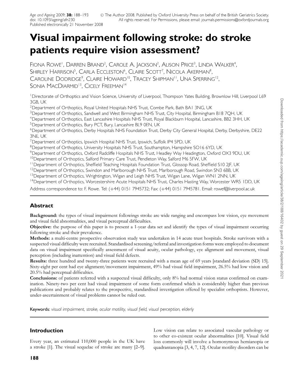 Do Stroke Patients Require Vision Assessment?