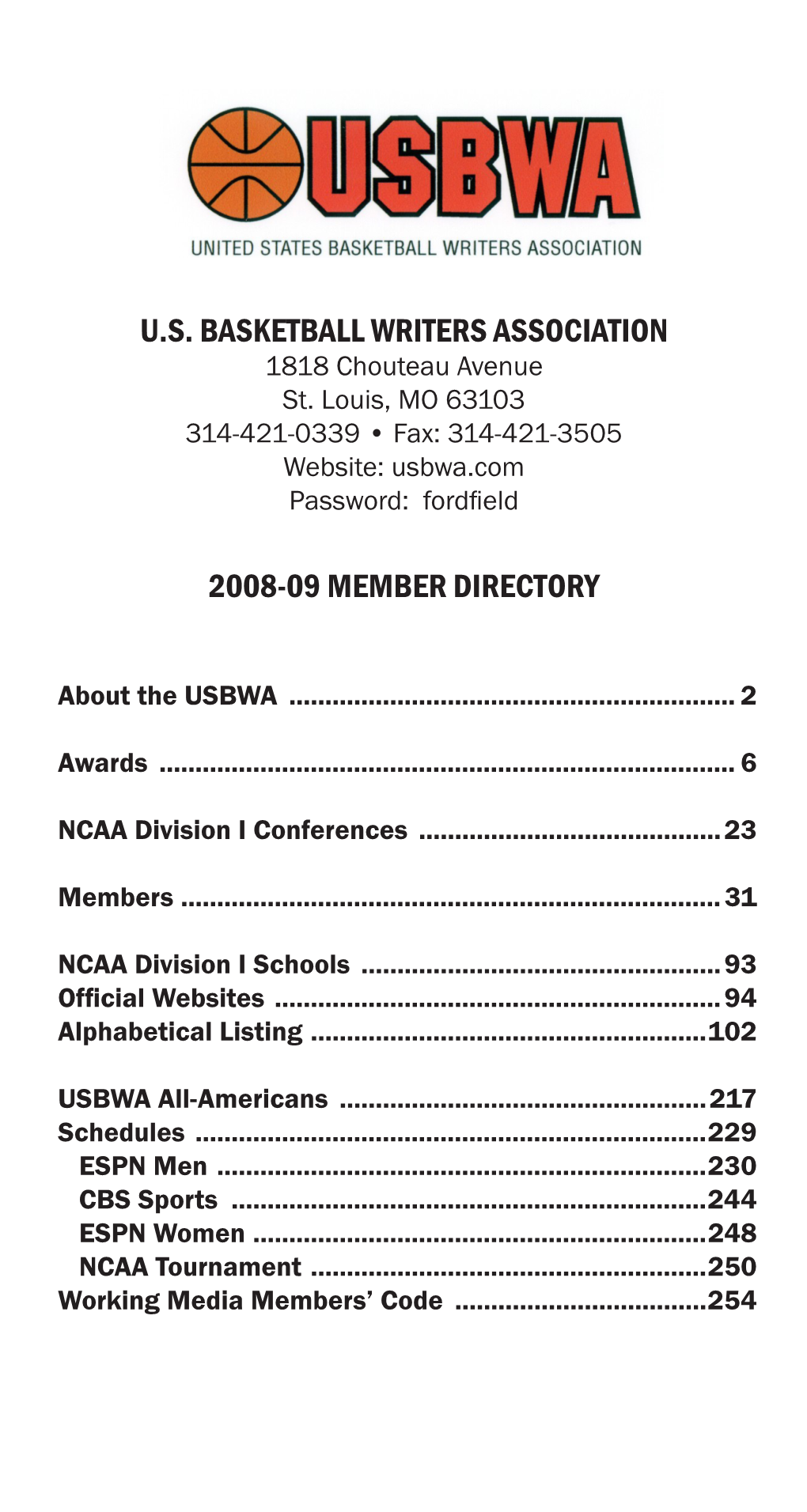 2008-09 USBWA Member Directory