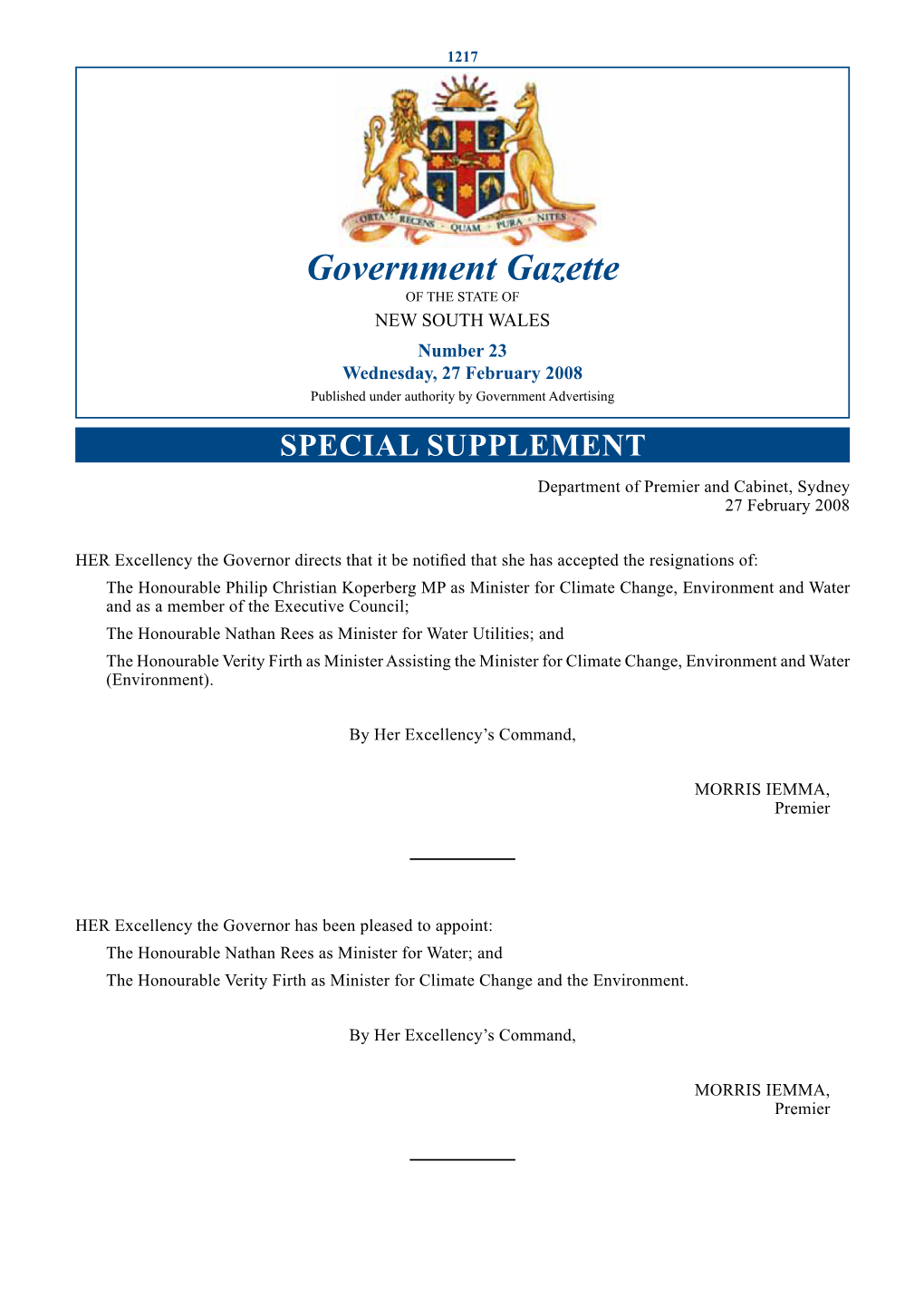 Government Gazette