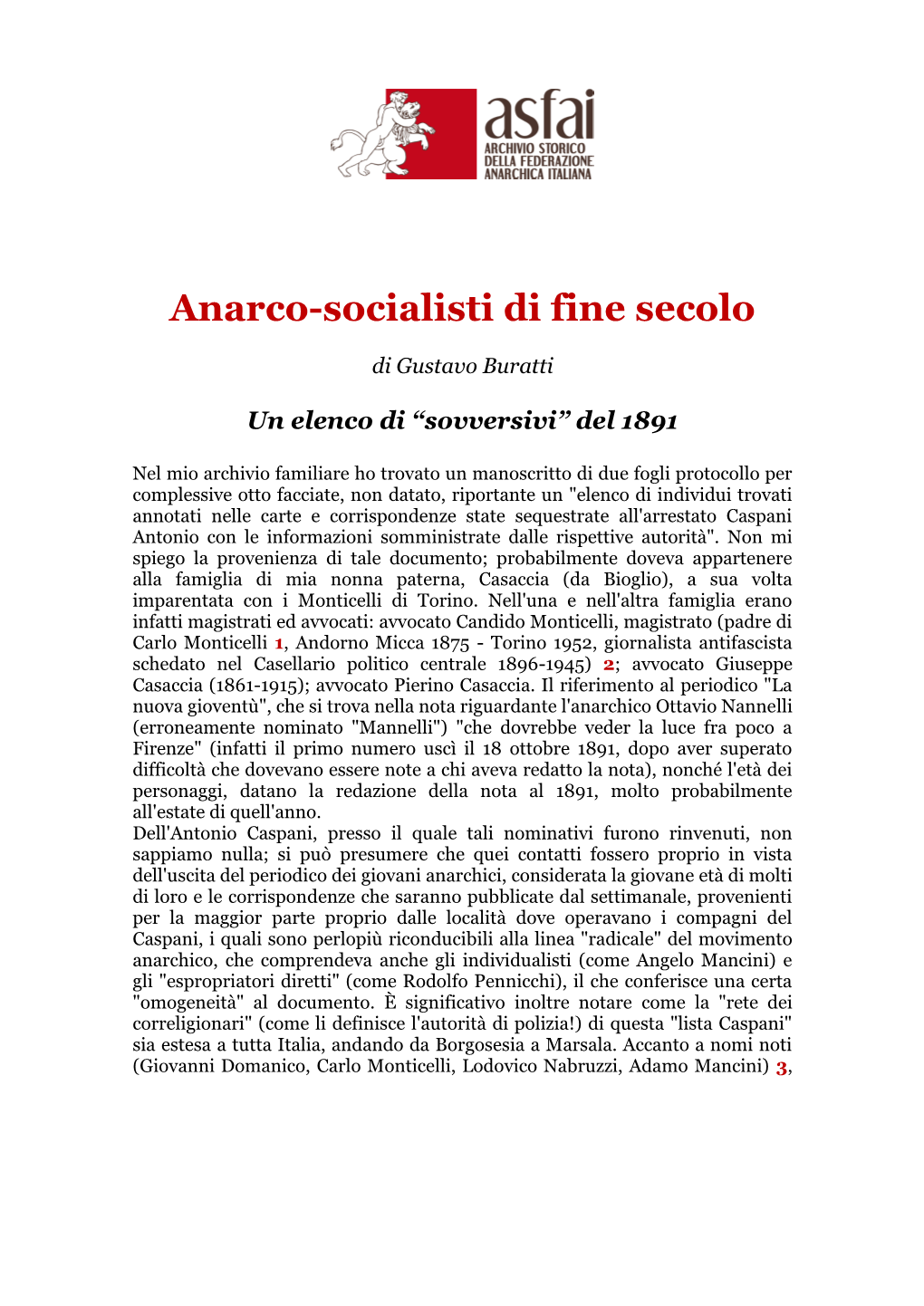 Anarco-Socialisti Di Fine Secolo