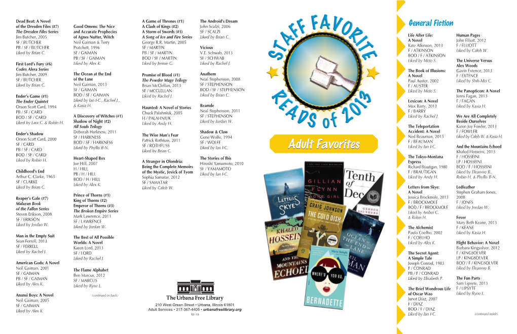 Staff Favorites 2013.Pdf