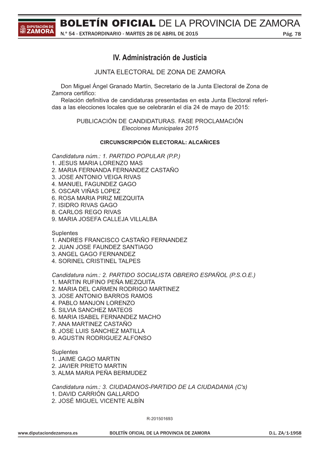 Boletín Oficial De La Provincia De Zamora