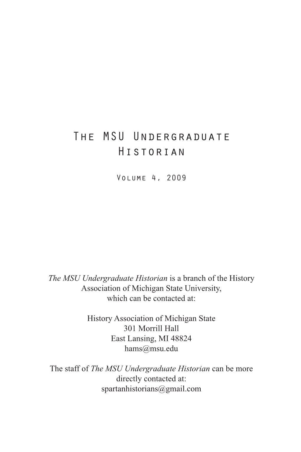 The MSU Undergraduate Historian