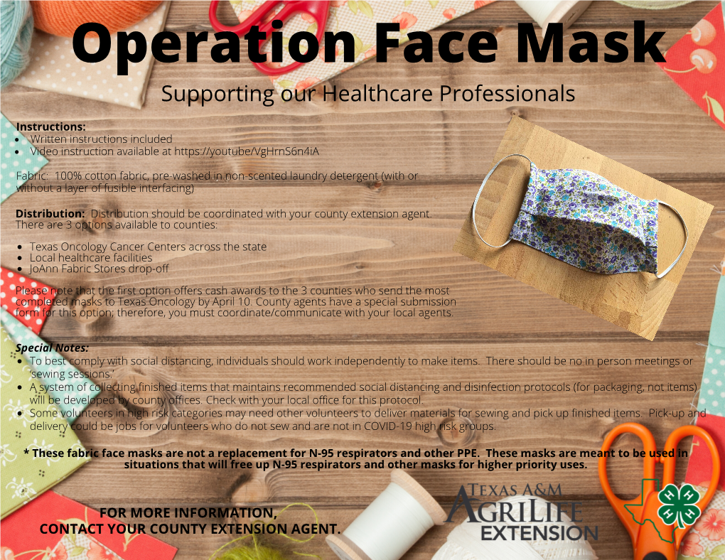 Operation Face Mask Supporting Our Healthcare Professionals