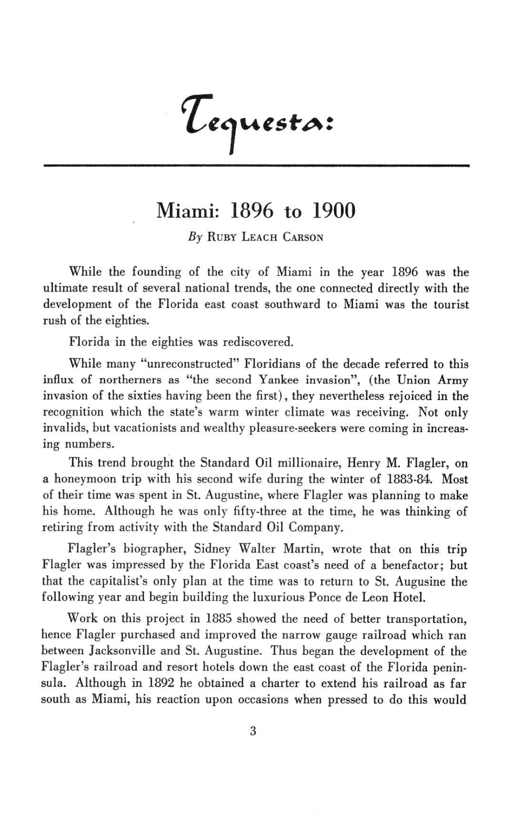 Miami: 1896-1900 : Tequesta : Number