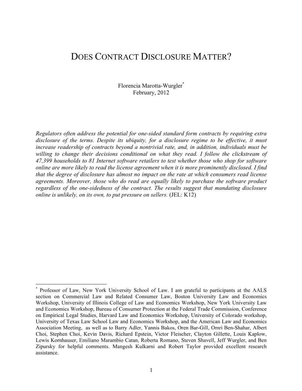 Does Contract Disclosure Matter?