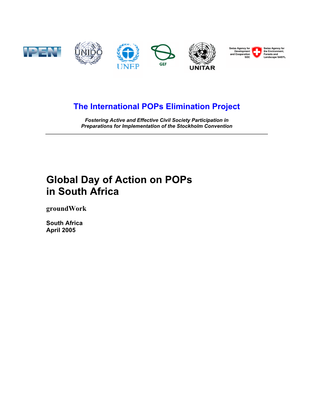 Global Day of Action on Pops in South Africa Groundwork