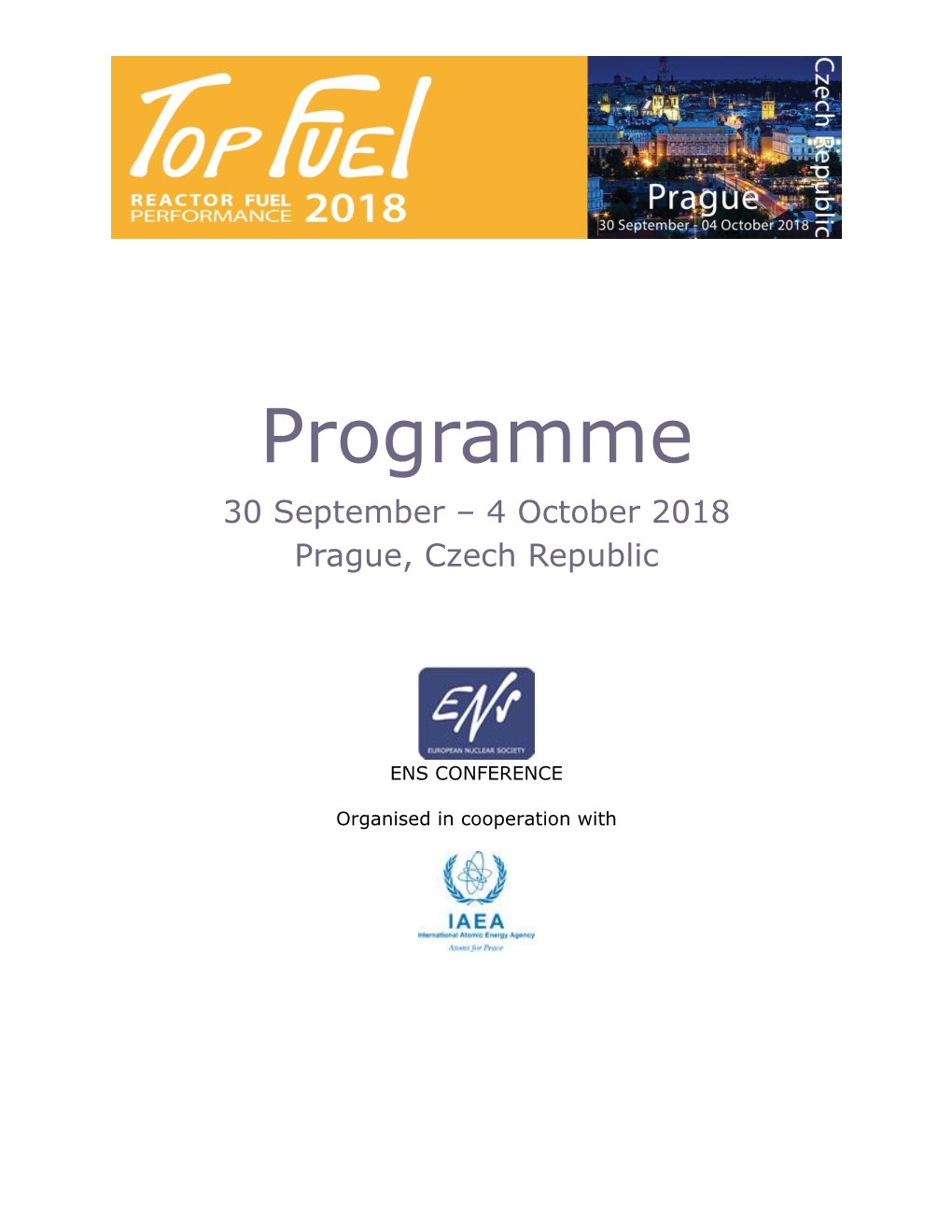 Programme 30 September – 4 October 2018 Prague, Czech Republic