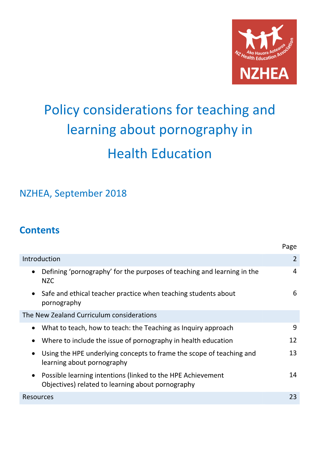 Policy Considerations for Teaching and Learning About Pornography in Health Education