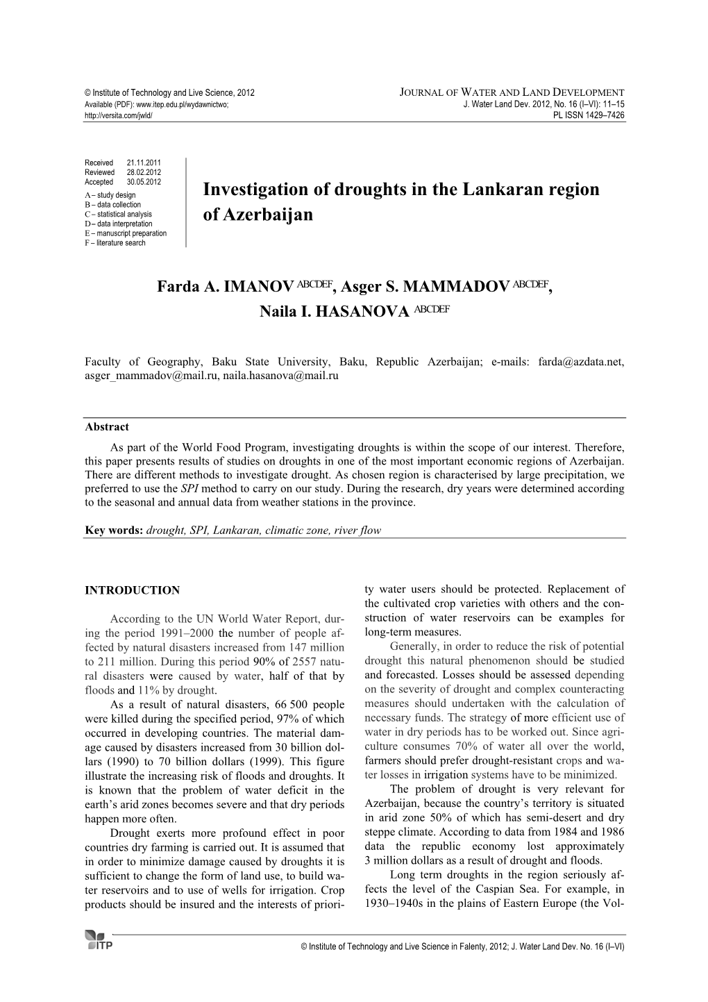 Investigation of Droughts in the Lankaran Region of Azerbaijan 13