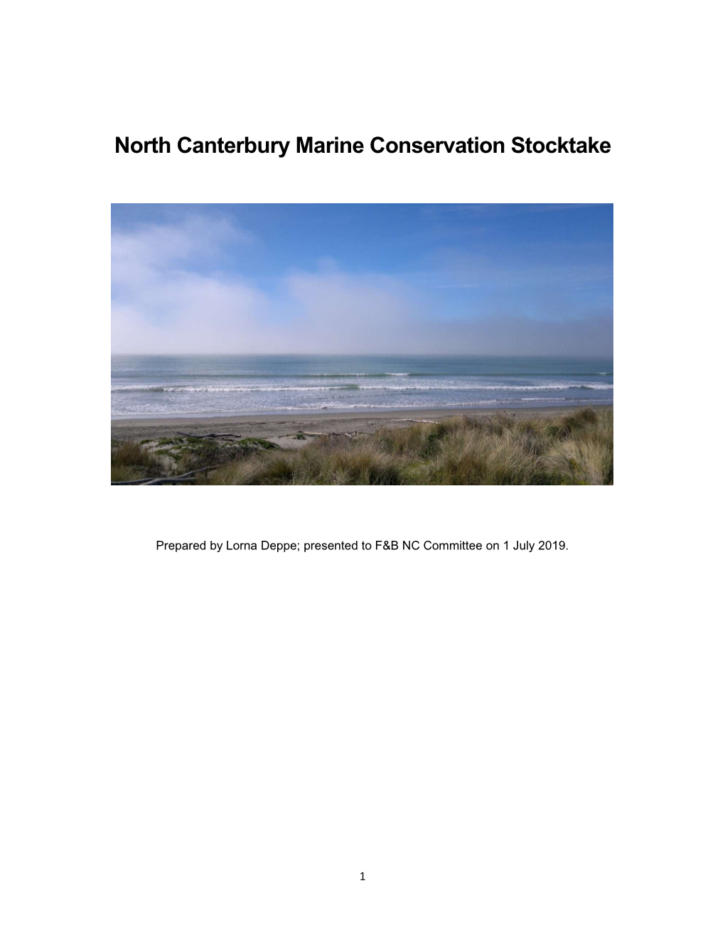 North Canterbury Marine Conservation Stocktake