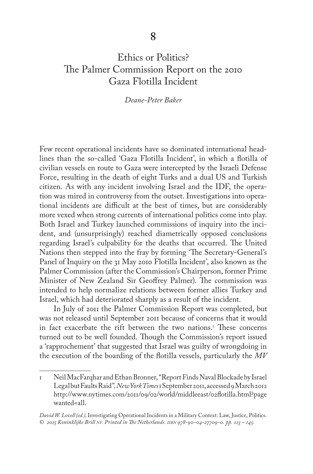 The Palmer Commission Report on the 2010 Gaza Flotilla Incident