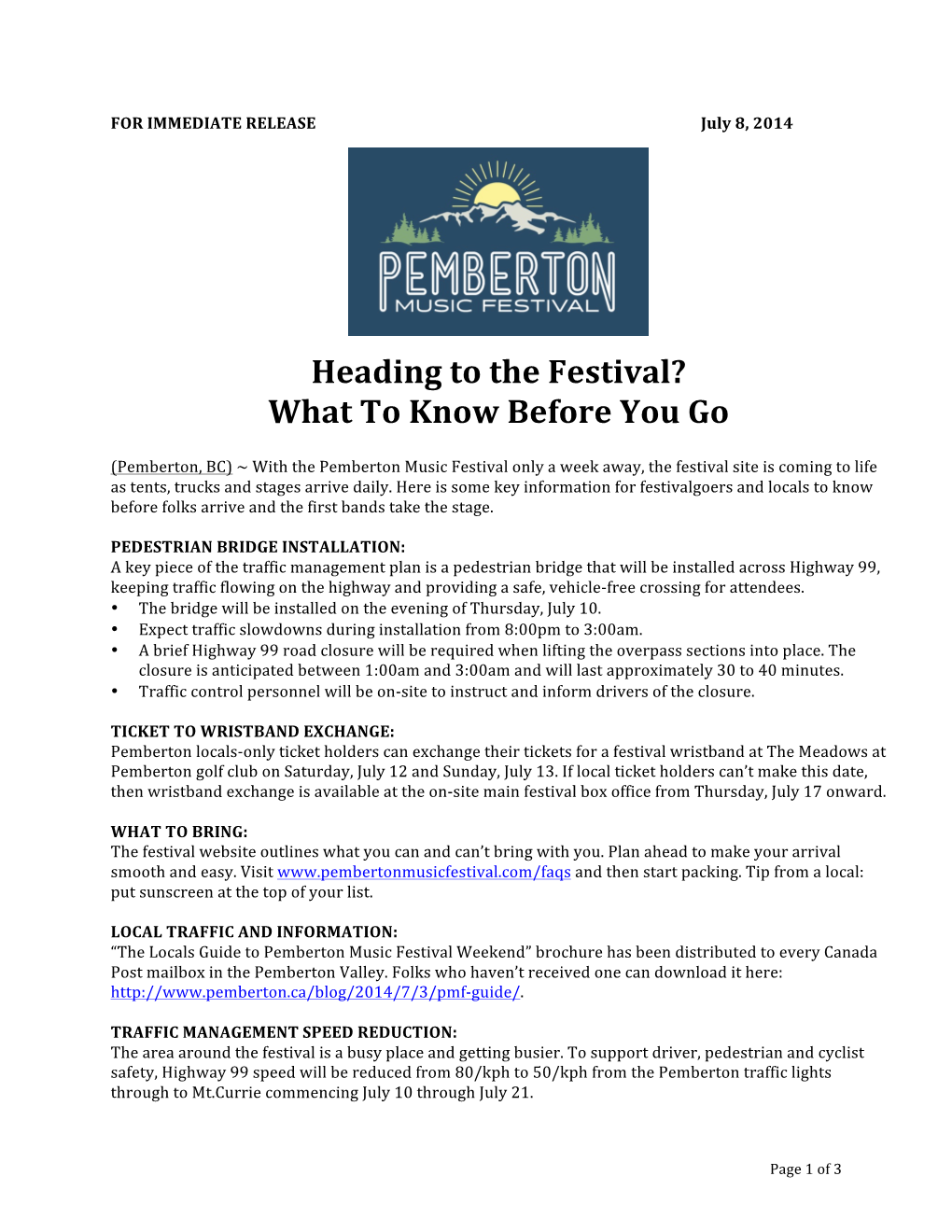 Heading to the Festival? What to Know Before You Go