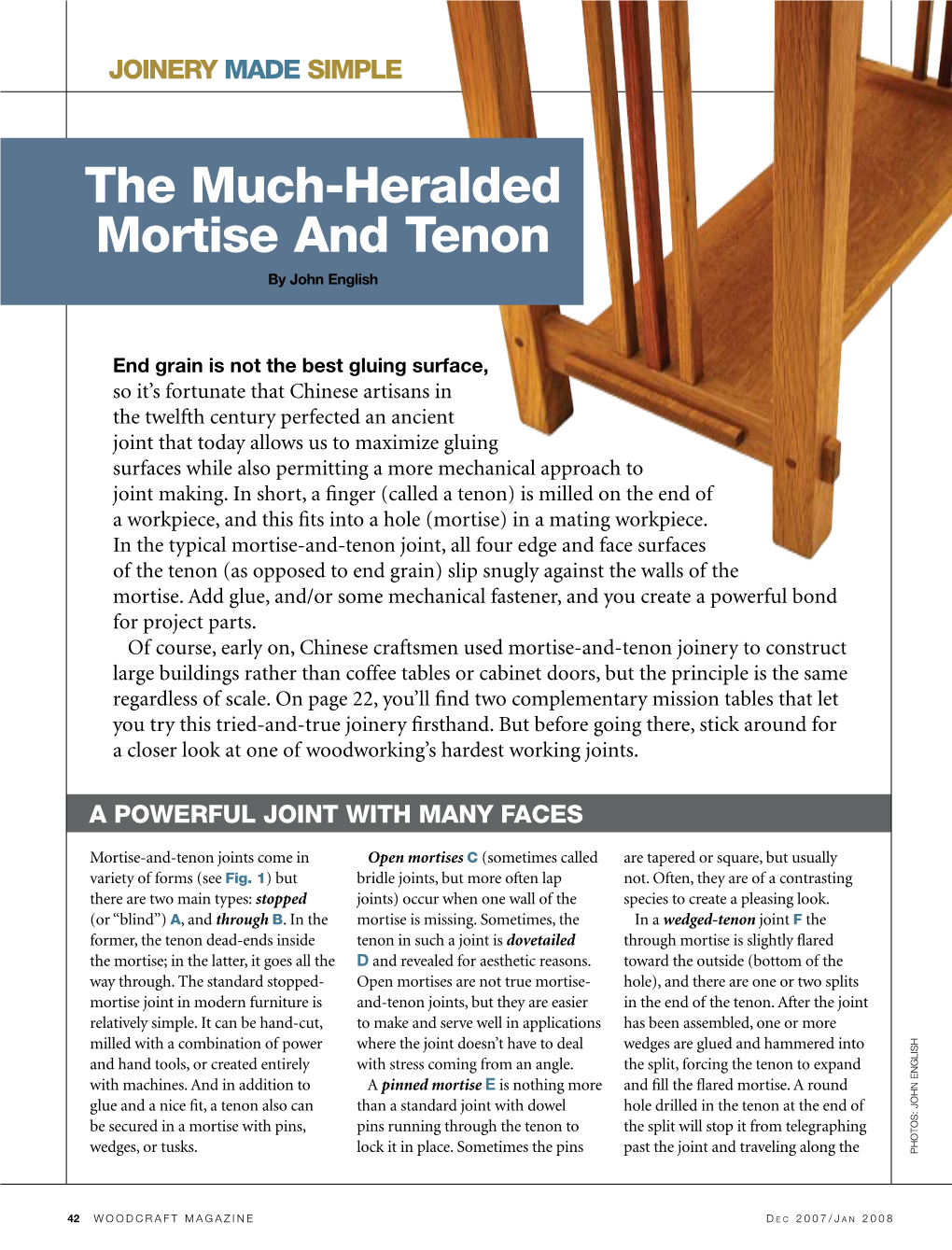 The Much-Heralded Mortise and Tenon by John English