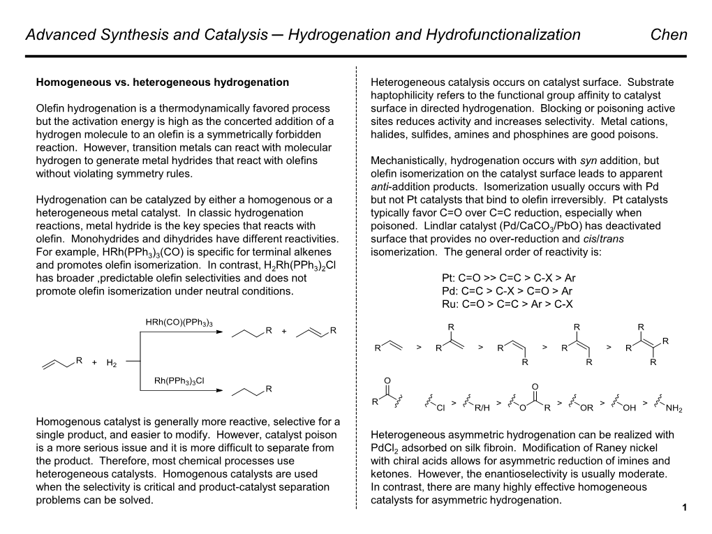 Advanced Synthesis and Catalysis Hydrogenation And