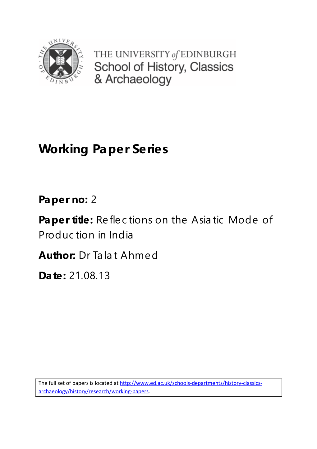 Working Paper Series