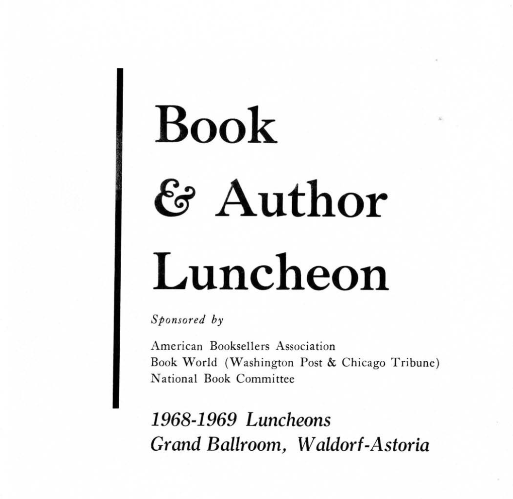 Book World Luncheon, New York City, January 13, 1969