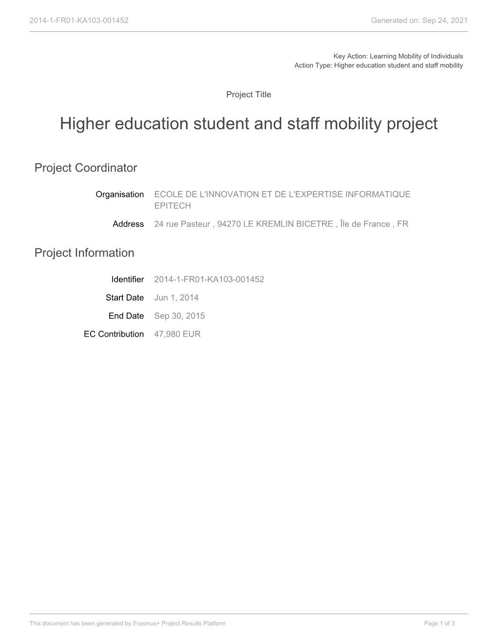 Higher Education Student and Staff Mobility Project