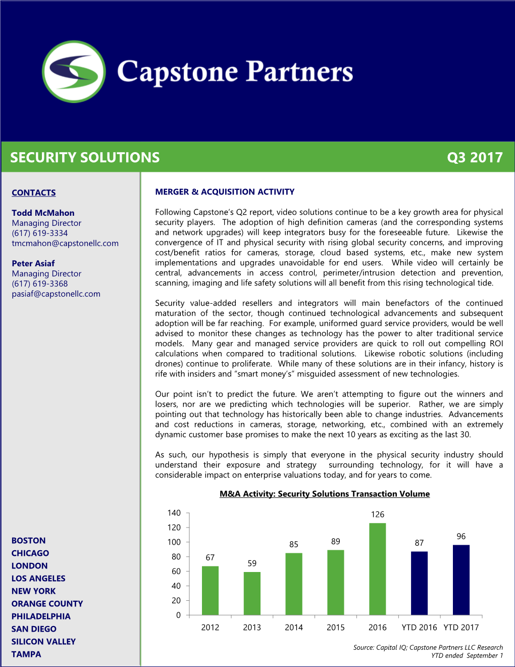 Capstone Security Solutions M&A Report Q3 2017