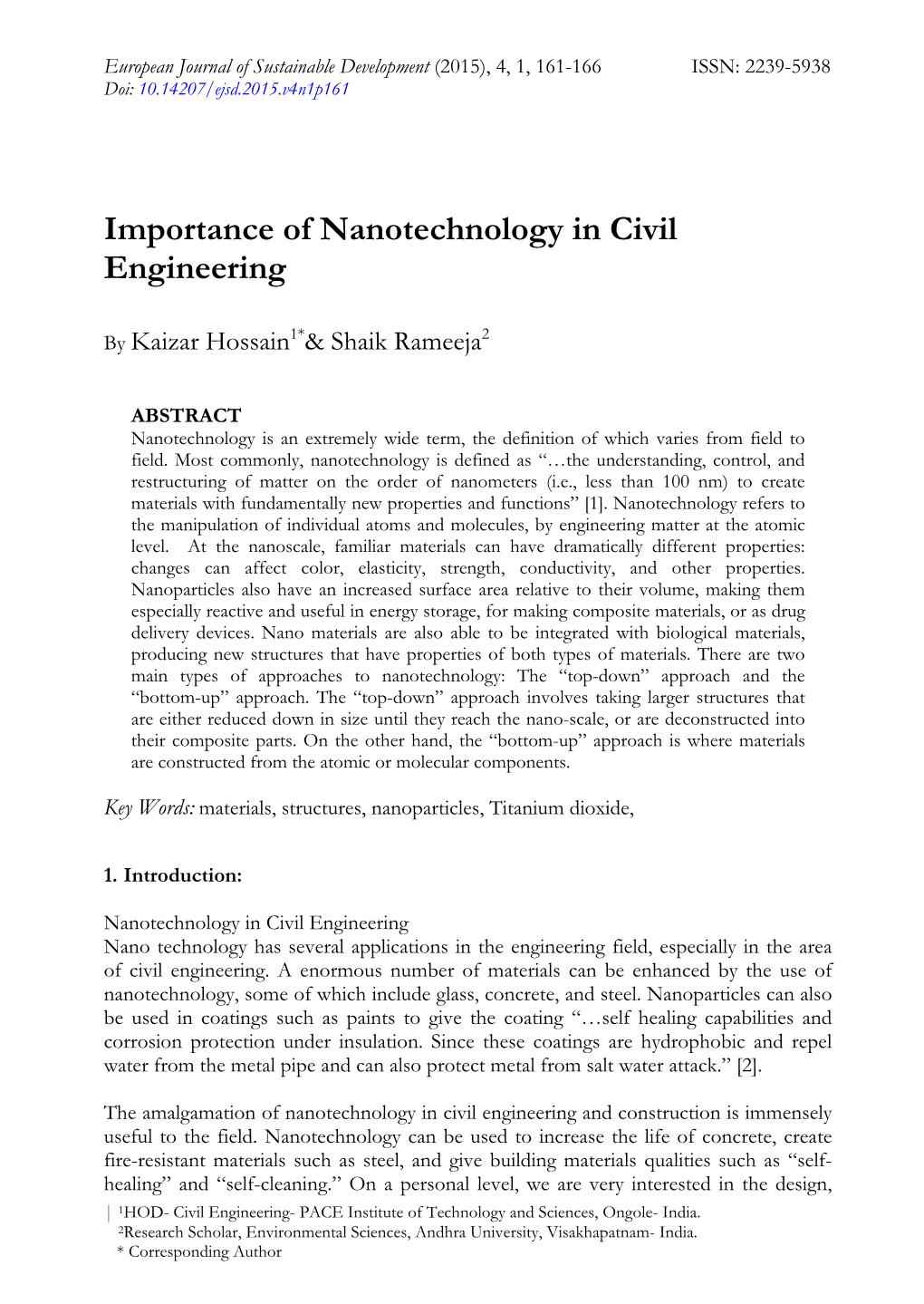 Importance of Nanotechnology in Civil Engineering