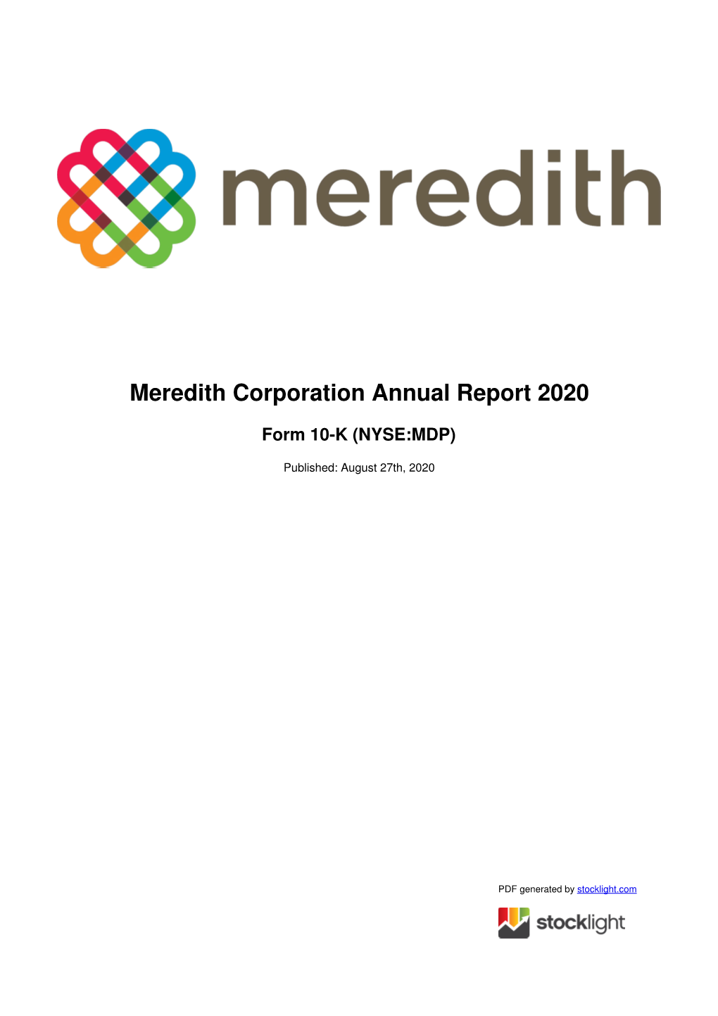 Meredith Corporation Annual Report 2020