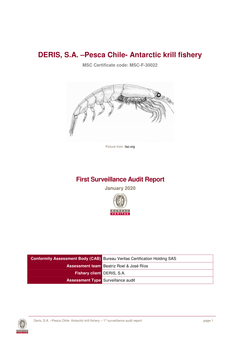 DERIS, SA –Pesca Chile- Antarctic Krill Fishery